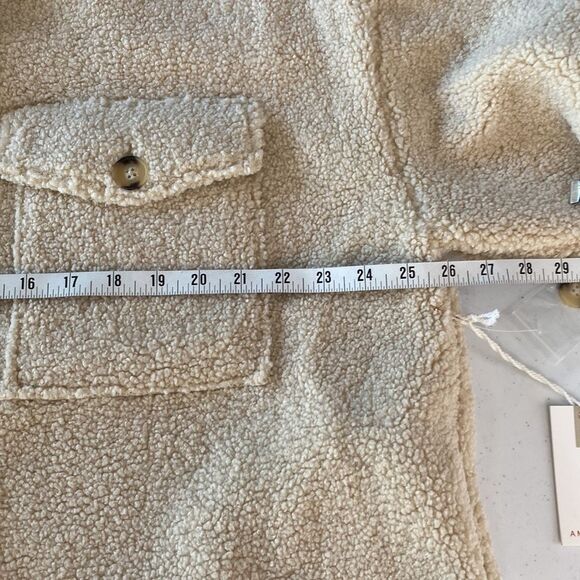 Good American Cream Sherpa Shacket Oversize Button Down Shirt Jacket Size 1/2 XL - Picture 11 of 16